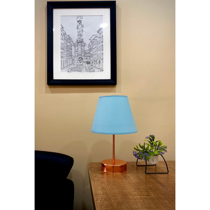 Lámpara de mesa 1xE27/60W/230V azul/cobre