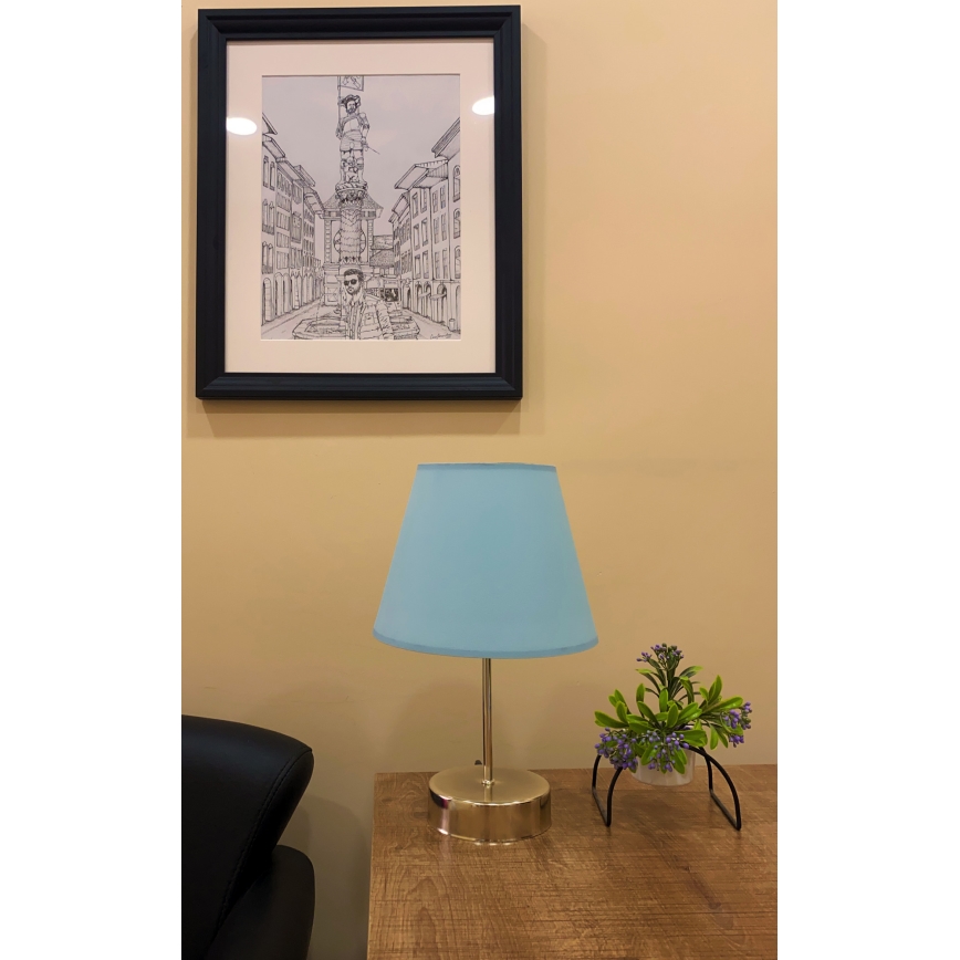 Lámpara de mesa 1xE27/60W/230V azul/cromo brillante