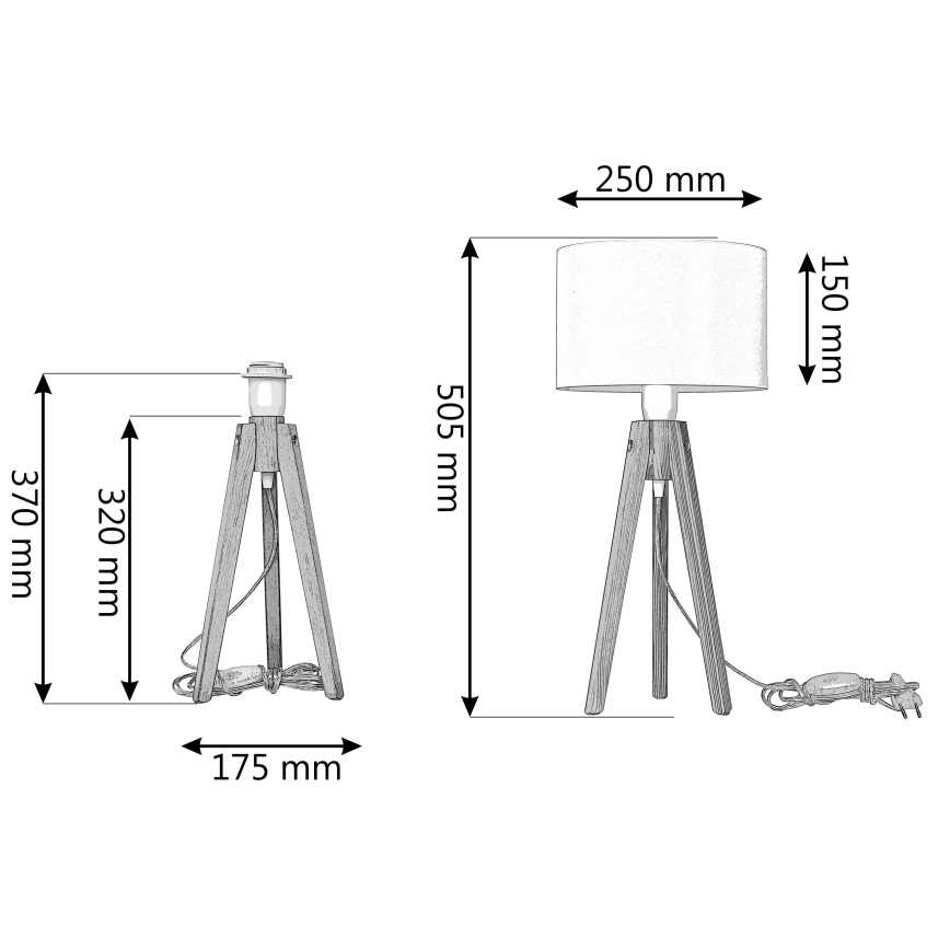 Lámpara de mesa ALBA 1xE27/15W/230V color crema/roble