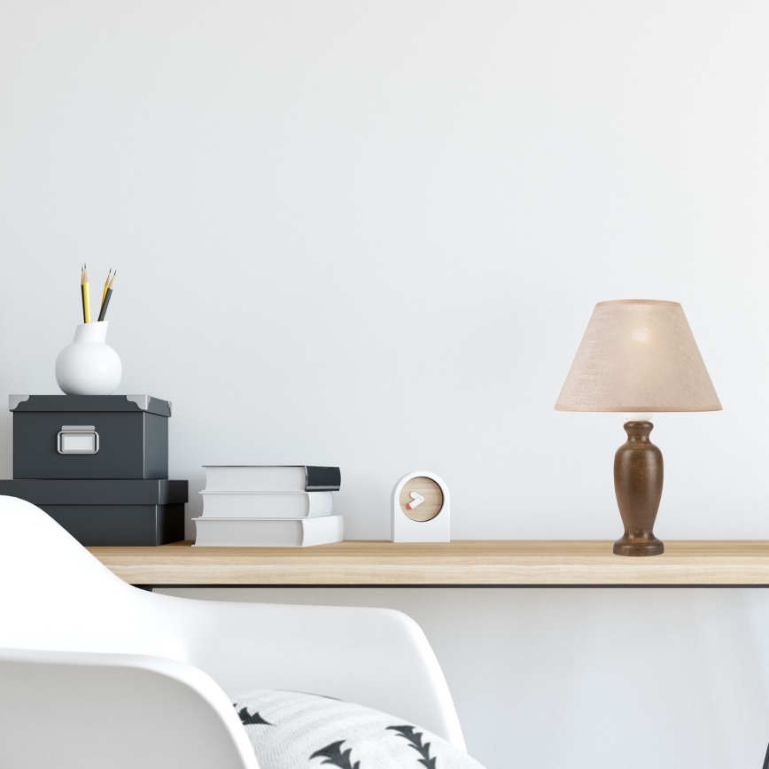 Lámpara de mesa AMFORA 1xE27/60W/230V marón oscuro/haya