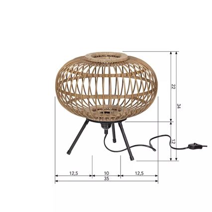 Lámpara de mesa BASICLABEL 1xE27/40W/230V bambú
