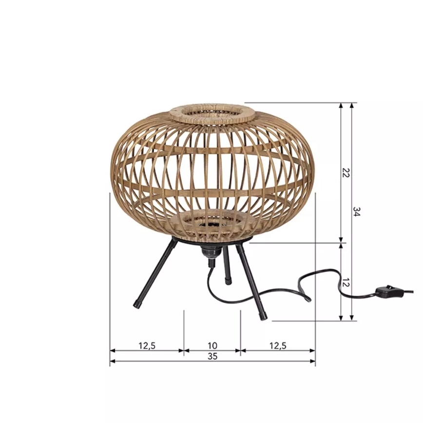 Lámpara de mesa BASICLABEL 1xE27/40W/230V bambú