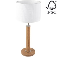 Lámpara de mesa BENITA 1xE27/60W/230V 61 cm blanco/roble – FSC Certificado