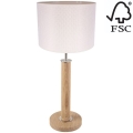 Lámpara de mesa BENITA 1xE27/60W/230V 61 cm color crema/roble – FSC Certificado