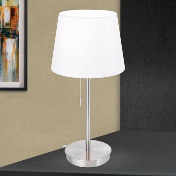 Lámpara de mesa con puerto USB LUDWIG 1xE27/40W/230V 50 cm blanco/cromo mate