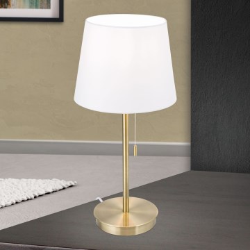 Lámpara de mesa con puerto USB LUDWIG 1xE27/40W/230V 50 cm blanco/dorado
