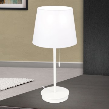 Lámpara de mesa con puerto USB LUDWIG 1xE27/40W/230V 50 cm blanco