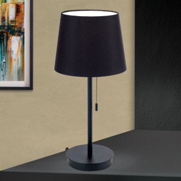 Lámpara de mesa con puerto USB LUDWIG 1xE27/40W/230V 50 cm negro