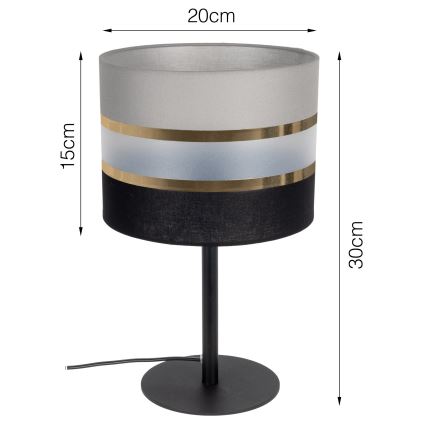 Lámpara de mesa CORAL 1xE27/60W/230V negro/gris