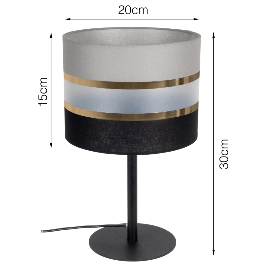Lámpara de mesa CORAL 1xE27/60W/230V negro/gris