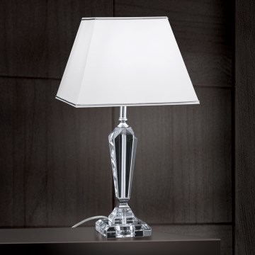 Lámpara de mesa de cristal VERONIQUE 1xE27/60W/230V blanco/transparente