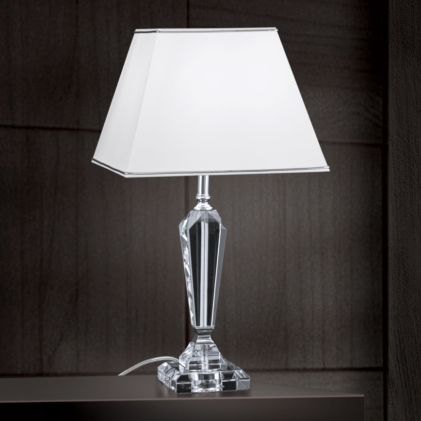 Lámpara de mesa de cristal VERONIQUE 1xE27/60W/230V blanco/transparente