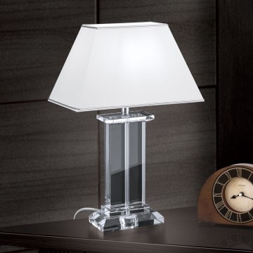 Lámpara de mesa de cristal VERONIQUE 1xE27/60W/230V blanco/transparente