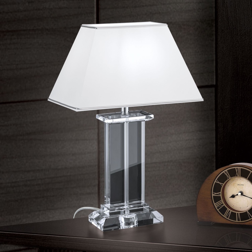 Lámpara de mesa de cristal VERONIQUE 1xE27/60W/230V blanco/transparente
