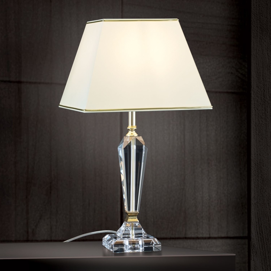 Lámpara de mesa de cristal VERONIQUE 1xE27/60W/230V color crema/transparente