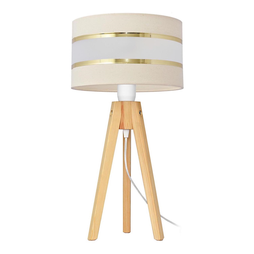 Lámpara de mesa HELEN 1xE27/15W/230V color crema/dorado/pino