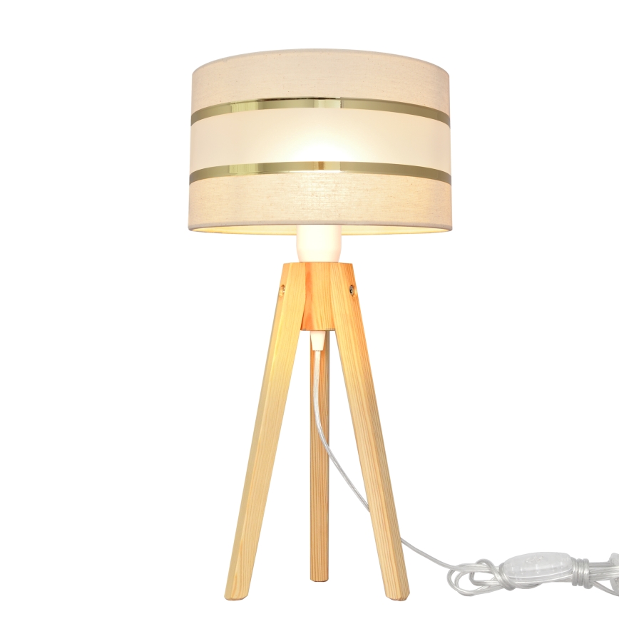 Lámpara de mesa HELEN 1xE27/15W/230V color crema/dorado/pino