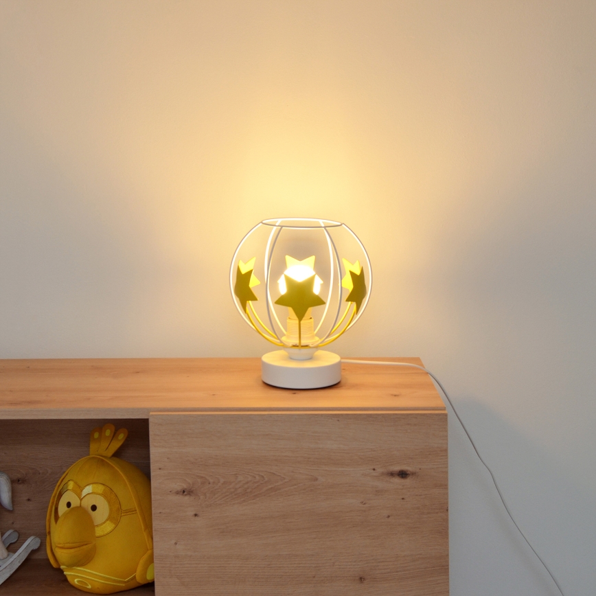 Lámpara de mesa infantil STARS 1xE27/15W/230V amarillo/blanco