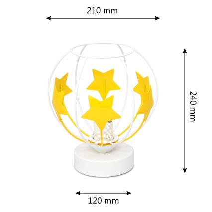 Lámpara de mesa infantil STARS 1xE27/15W/230V amarillo/blanco