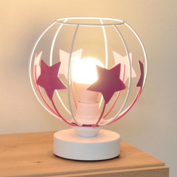 Lámpara de mesa infantil STARS 1xE27/15W/230V rosa/blanco