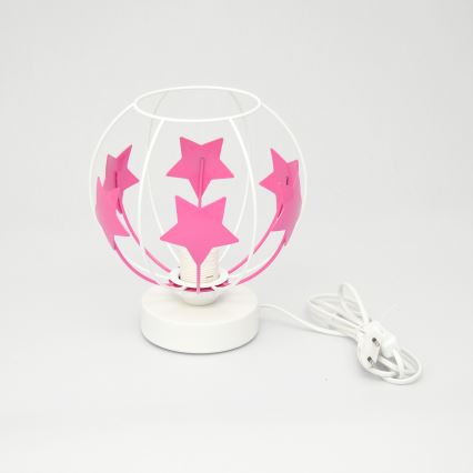 Lámpara de mesa infantil STARS 1xE27/15W/230V rosa/blanco