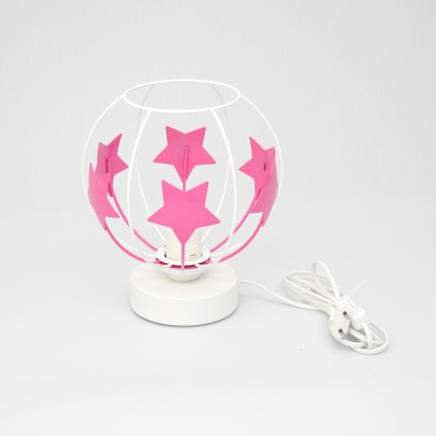 Lámpara de mesa infantil STARS 1xE27/15W/230V rosa/blanco