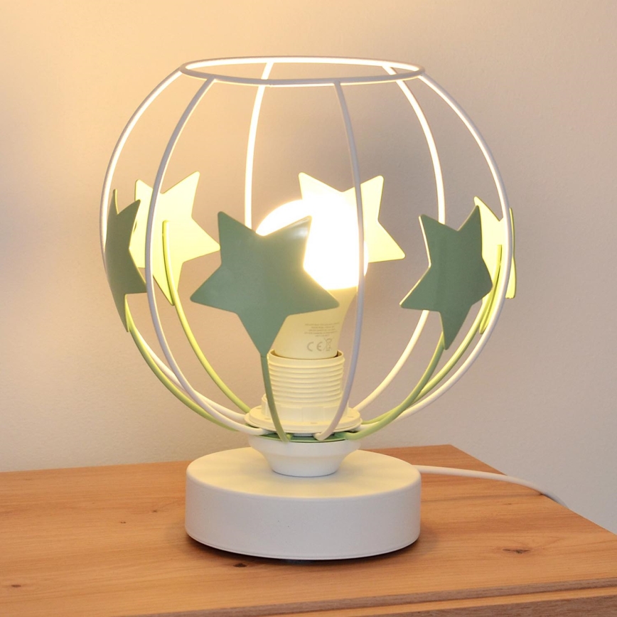 Lámpara de mesa infantil STARS 1xE27/15W/230V verde/blanco