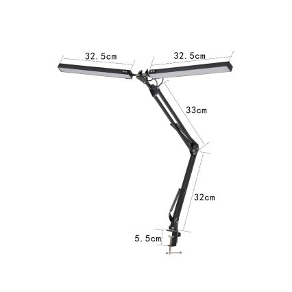 Lámpara de mesa LED con clip 2xLED/10W/230V 2800-6800K