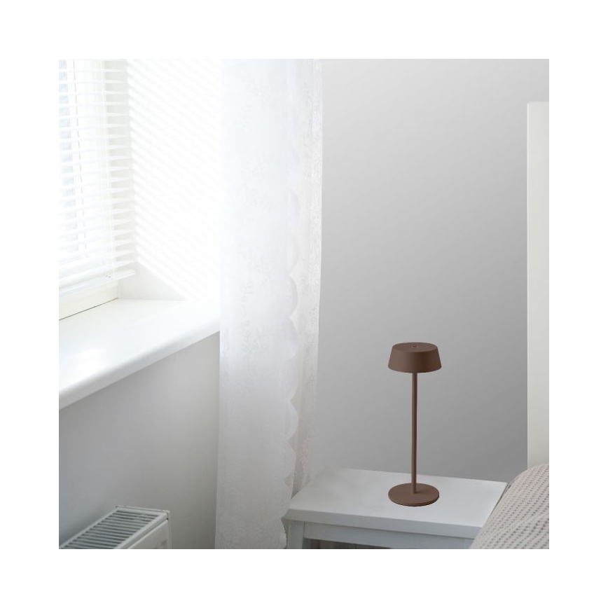 LED Lámpara de mesa recargable táctil regulable LED/2W/5V 4400 mAh IP54 marrón