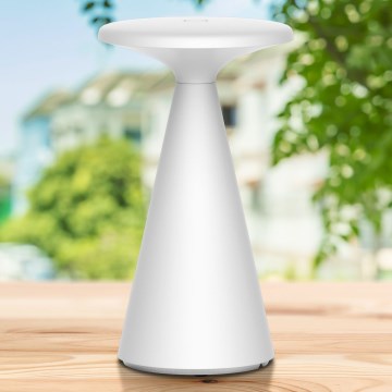 Lámpara de mesa LED de exterior táctil regulable PAROS LED/1,8W/5V USB 1800 mAh IP44 blanco