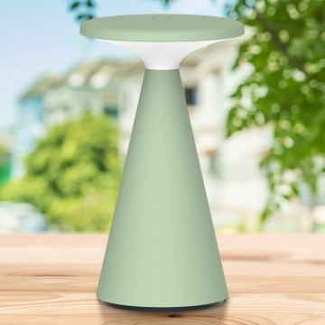 Lámpara de mesa LED de exterior táctil regulable PAROS LED/1,8W/5V USB 1800 mAh IP44 verde