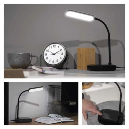 Lámpara de mesa LED flexible regulable LED/12W/230V 3000K/4000K/6500K negro