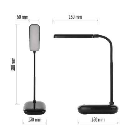 Lámpara de mesa LED flexible regulable LED/12W/230V 3000K/4000K/6500K negro
