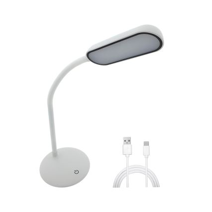 Lámpara de mesa LED flexible táctil regulable LED/6W/5V USB 1200 mAh blanco
