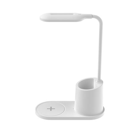 Lámpara de mesa LED LED/3W/5V con cargador inalámbrico blanco