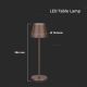Lámpara de mesa LED recargable táctil regulable LED/2W/5V 4400 mAh 3000K IP54 marrón