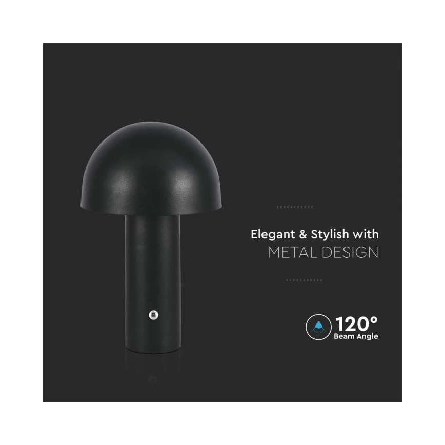 Lámpara de mesa táctil LED recargable y regulable LED/1W/5V 3000-6000K 1800 mAh negro