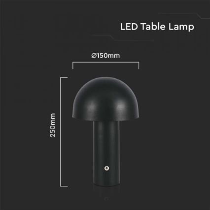 Lámpara de mesa táctil LED recargable y regulable LED/1W/5V 3000-6000K 1800 mAh negro