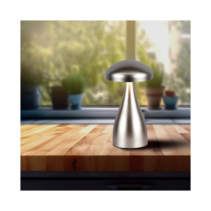 Lámpara de mesa táctil LED recargable y regulable LED/1W/5V 3000-6000K 1800 mAh plata