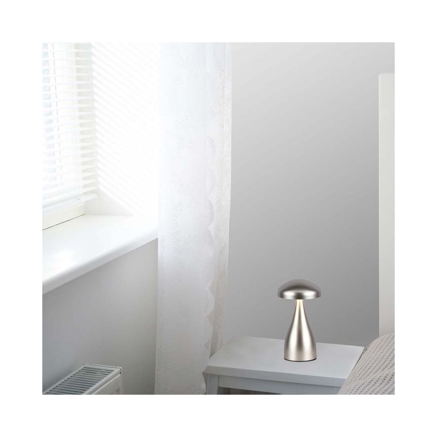 Lámpara de mesa táctil LED recargable y regulable LED/1W/5V 3000-6000K 1800 mAh plata