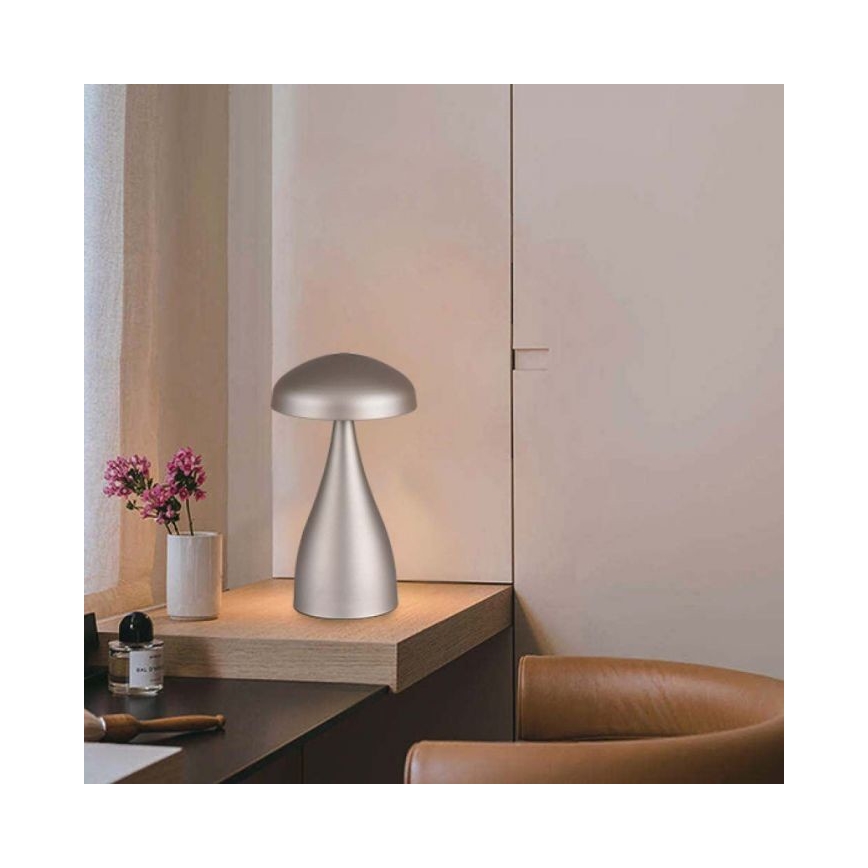 Lámpara de mesa táctil LED recargable y regulable LED/1W/5V 3000-6000K 1800 mAh plata