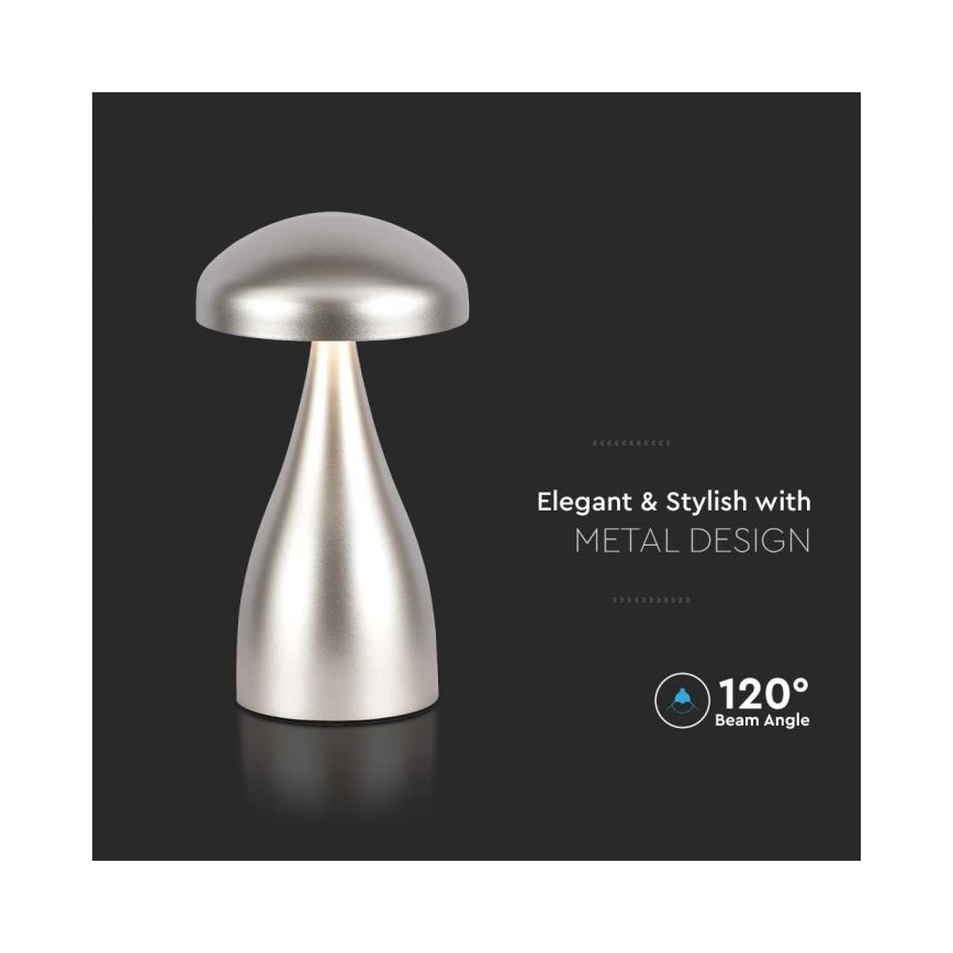 Lámpara de mesa táctil LED recargable y regulable LED/1W/5V 3000-6000K 1800 mAh plata