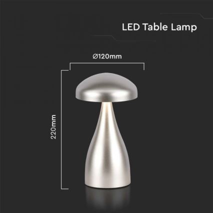 Lámpara de mesa táctil LED recargable y regulable LED/1W/5V 3000-6000K 1800 mAh plata