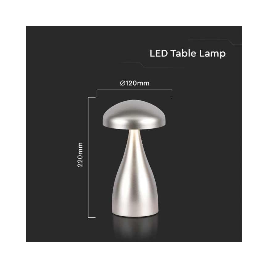 Lámpara de mesa táctil LED recargable y regulable LED/1W/5V 3000-6000K 1800 mAh plata