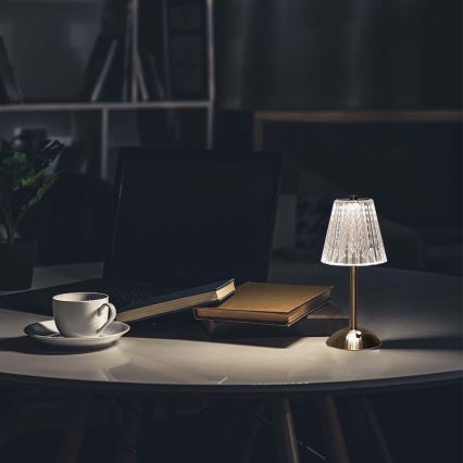 Lámpara de mesa LED táctil recargable y regulable LED/2,4W/5V 3000-6000K 1800 mAh cromo brillante