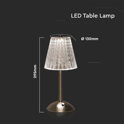 Lámpara de mesa LED táctil recargable y regulable LED/2,4W/5V 3000-6000K 1800 mAh cromo brillante