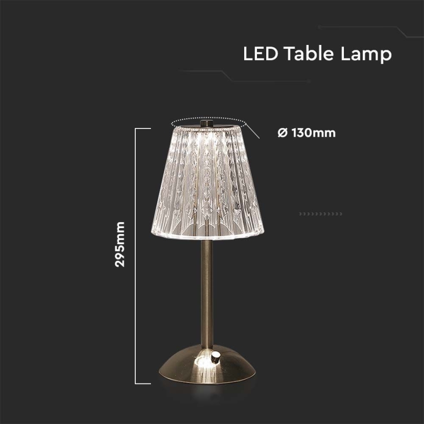 Lámpara de mesa LED táctil recargable y regulable LED/2,4W/5V 3000-6000K 1800 mAh cromo brillante