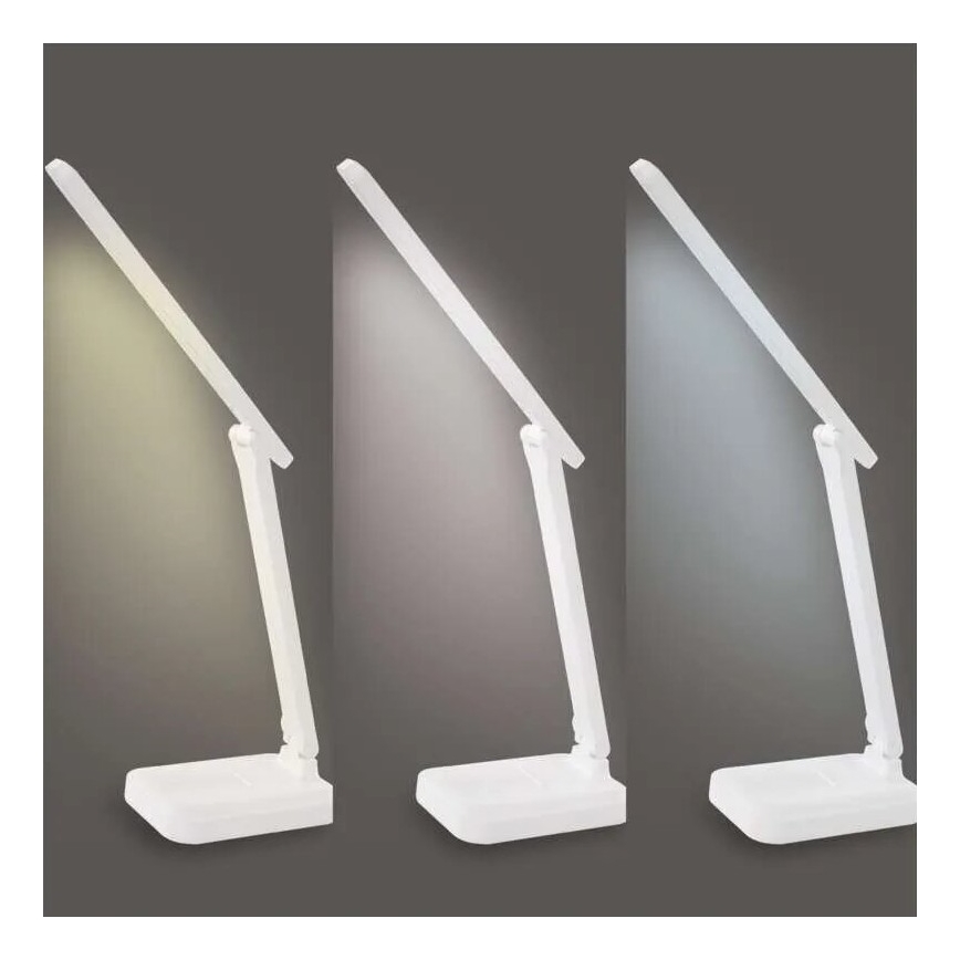 Lámpara de mesa LED recargable y regulable LED/5W/3,7V 3000K/4000K/6500K 800mAh blanco