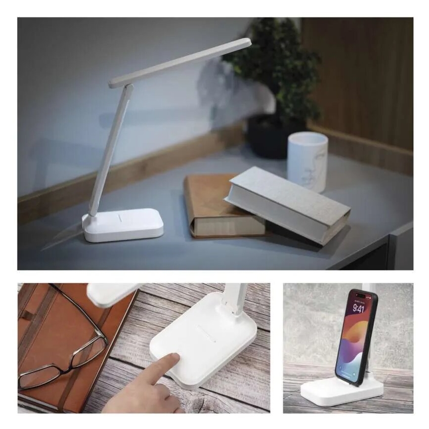 Lámpara de mesa LED recargable y regulable LED/5W/3,7V 3000K/4000K/6500K 800mAh blanco