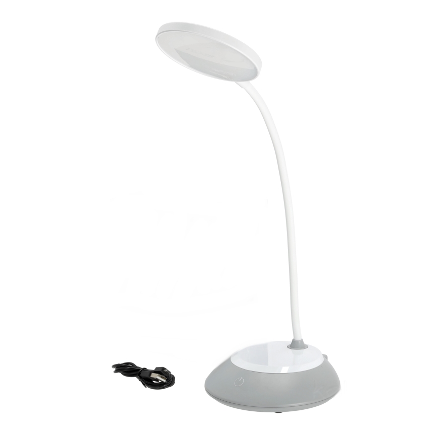 Lámpara de mesa LED recargable y regulable VISUA LED/5W/5V 3000-5000K gris